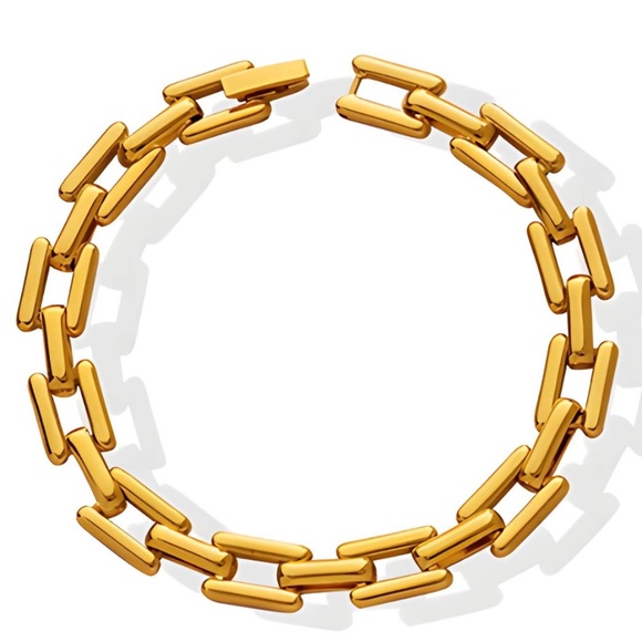 18K GOLD PLATED STAINLESS STEEL BRACELET - Picture 1 of 1